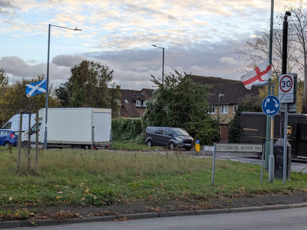 English and Scottish flags together
