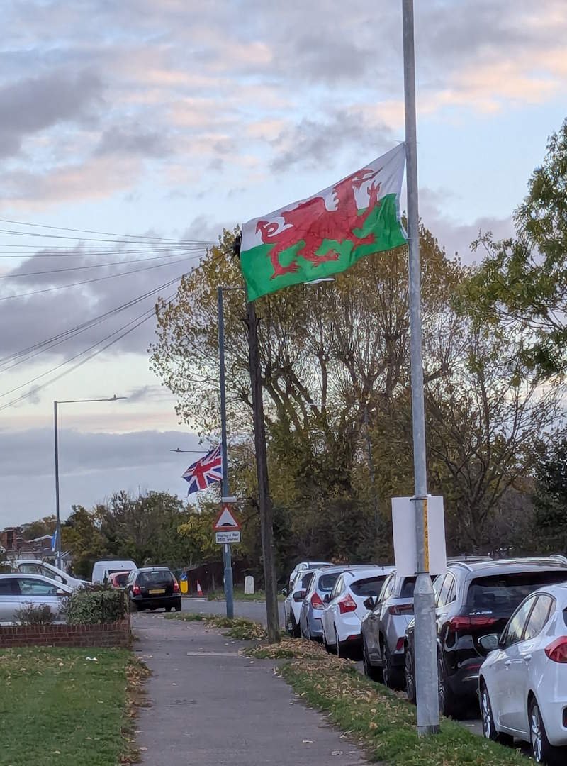 UK and Welsh flags together